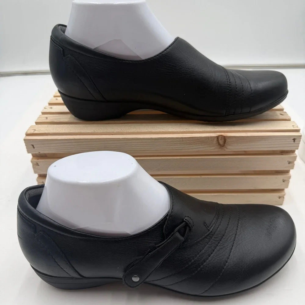 Dansko Slip On Franny Leather Professional Loafers Black Womens Size 39